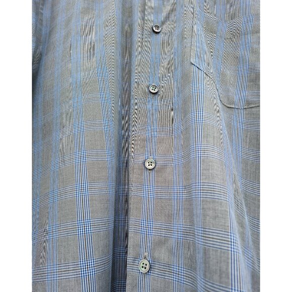Ermenegildo Zegna Plaid Button-Down Shirt Blue Grey Men’s Luxury Designer Size M - Picture 8 of 11